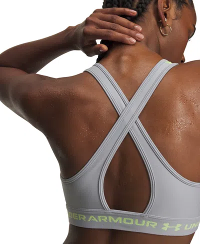 Under Armour Crossback Mid Impact Bra In Green