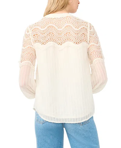 Vince Camuto Split Neck Button Front Blouse In White
