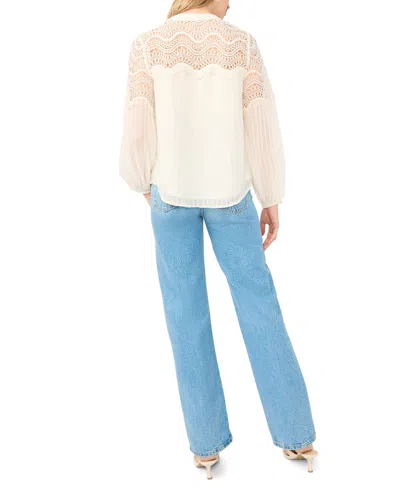 Vince Camuto Split Neck Button Front Blouse In White