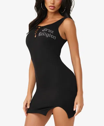 True Religion Women's Crystal Lace-up Seamless Mini Dress In Black