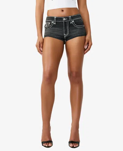 True Religion Women's Spicy Mid Rise Super T Flap Short In Black