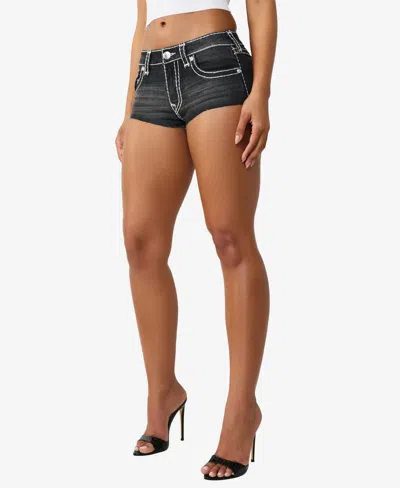 True Religion Women's Spicy Mid Rise Super T Flap Short In Black