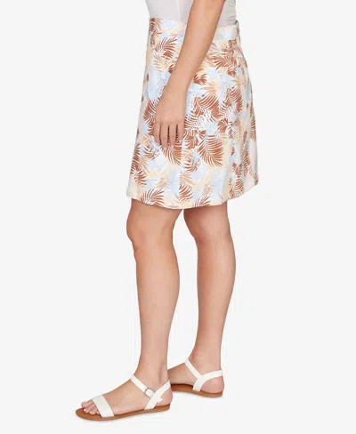 Hearts Of Palm Plus Size Printed Tech Stretch Pull-on Skort In Multi