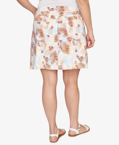 Hearts Of Palm Plus Size Printed Tech Stretch Pull-on Skort In Multi