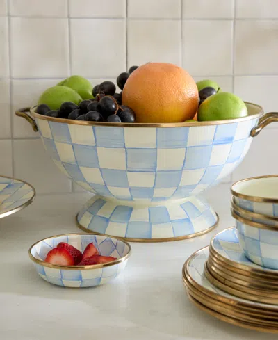 Mackenzie-childs Sky Blue Check Everything Bowl In Blue