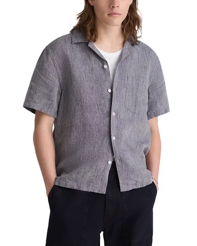 Madewell Short Sleeve Linen Top Dark Chambray In Gray