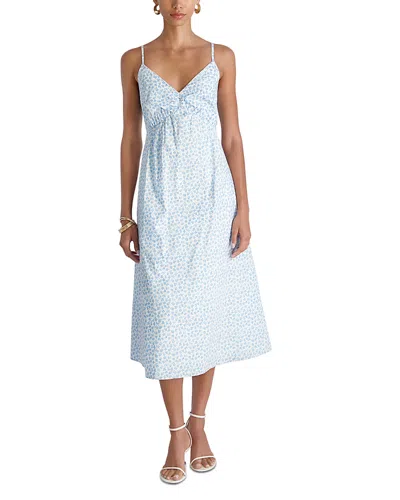French Connection Rhodes Poplin Floral Print Midi Dress In Blue
