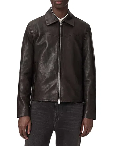 Allsaints Tune Regular Fit Leather Jacket In Multi