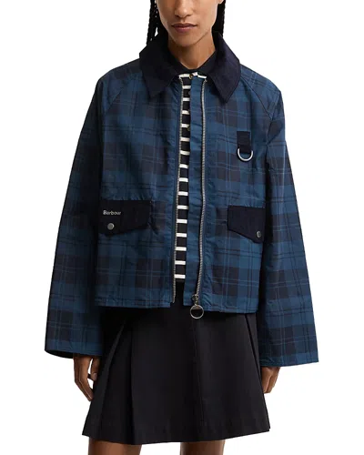 Barbour Womens Weathered Marine Baiton Check Cotton Jacket In Blue