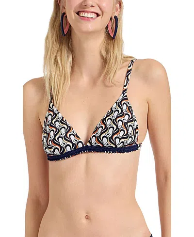 La Doublej Geometric-print Triangle Bikini Top In Multi