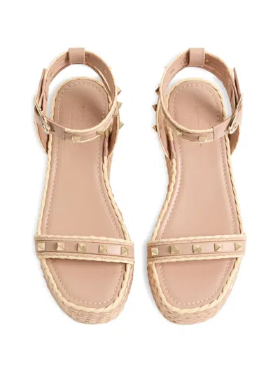 Valentino Garavani Rockstud Flatform Sandal In Calfskin 45mm Woman Rose Cannelle 39 In Brown