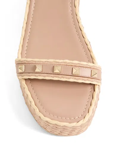 Valentino Garavani Rockstud Flatform Sandal In Calfskin 45mm Woman Rose Cannelle 39 In Brown