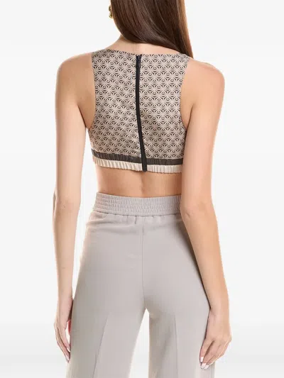 Brunello Cucinelli Geometric-pattern Top In Brown