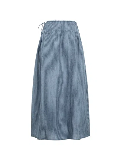 Deiji Studios Striped-drawstring Maxi Skirt In Blue