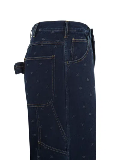 Needles Star-pattern Painter Jeans In Blue