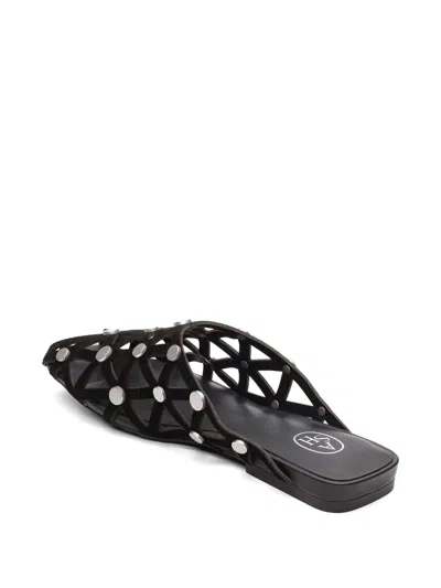 Ash Bone Stud-embellished Cut-out Sandals In Black