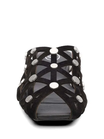 Ash Bone Stud-embellished Cut-out Sandals In Black