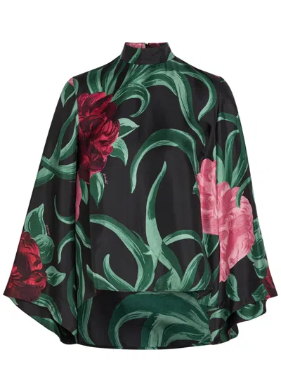 La Doublej Make An Exit Silk Blouse With Floral Print In Multi