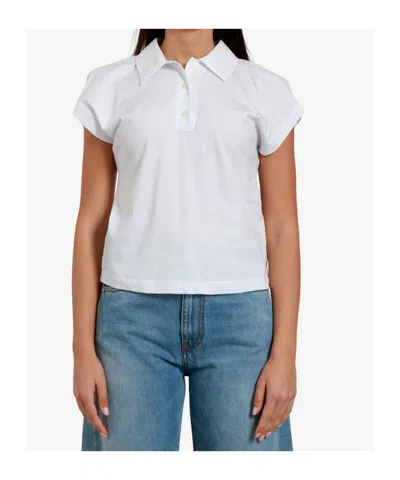 Msgm Short Sleeve Buttoned Polo Top In White