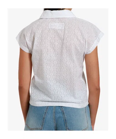 Msgm Short Sleeve Buttoned Polo Top In White
