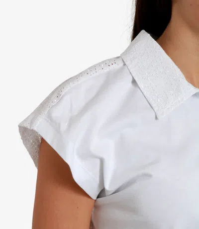 Msgm Short Sleeve Buttoned Polo Top In White