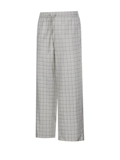 Dunst Drawstring Check Trousers In Gray