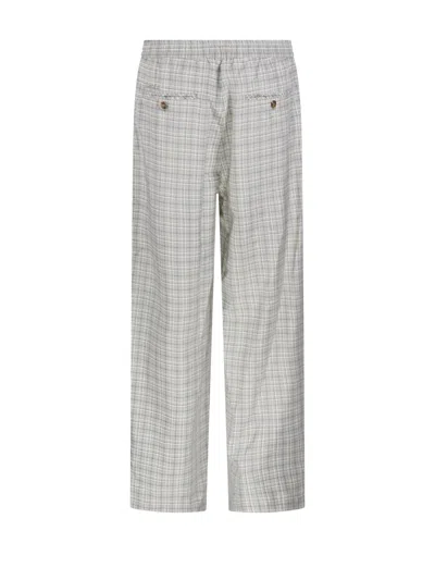 Dunst Drawstring Check Trousers In Gray