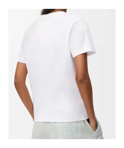Loewe Womens White Floral Anagram-embroidered Regular-fit Stretch Cotton-blend T-shirt In White