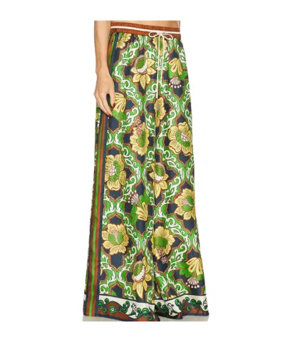 Alemais Womens  Liana Printed Silk Palazzo Trousers In Green
