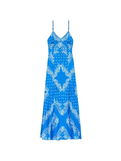 Maje Patterned Maxi Dress In Blue