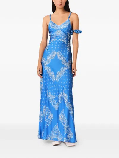 Maje Patterned Maxi Dress In Blue