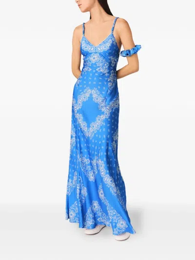 Maje Patterned Maxi Dress In Blue