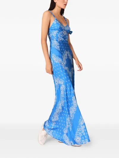 Maje Patterned Maxi Dress In Blue