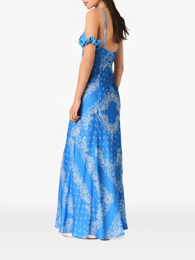 Maje Patterned Maxi Dress In Blue