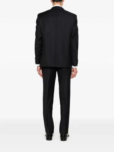 Canali Logo-patch Single-breasted Dinner Suit In Blue