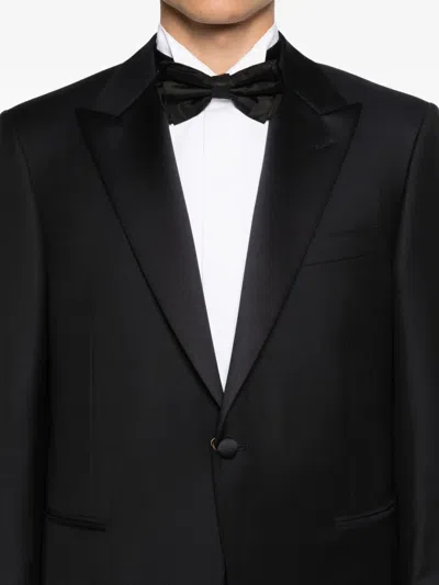 Canali Logo-patch Single-breasted Dinner Suit In Blue