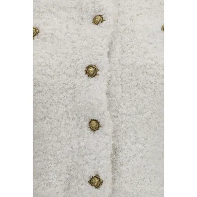 Balmain Cardigan Tweed Plumetis Sweaters And Cardigans White In White