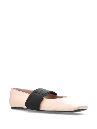 Givenchy Logo-patch Elasticated-strap Ballet Flats In Pink