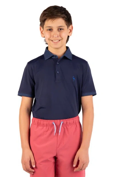 Tailorbyrd Kids' Micro Perforated Polo In Blue