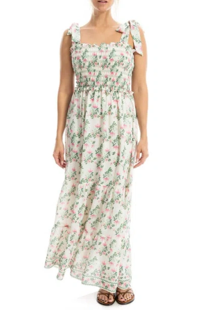 Max Studio Print Tie Strap Maxi Dress In Multi