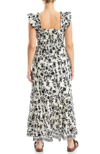 Max Studio Flutter Sleeve Maxi Dress In White