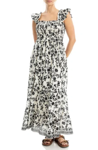 Max Studio Flutter Sleeve Maxi Dress In White