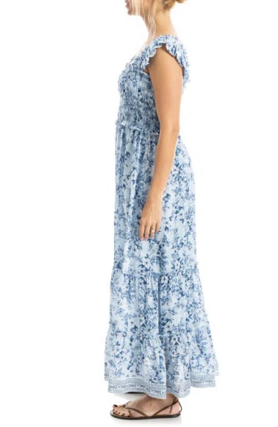 Max Studio Flutter Sleeve Maxi Dress In Blue