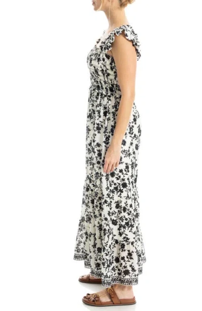 Max Studio Flutter Sleeve Maxi Dress In White