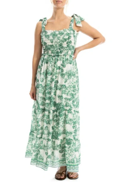 Max Studio Print Tie Strap Maxi Dress In Multi