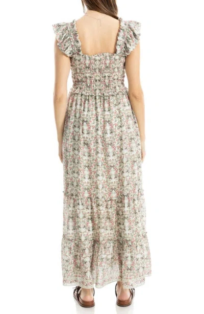 Max Studio Flutter Sleeve Maxi Dress In Multi