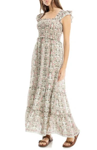 Max Studio Flutter Sleeve Maxi Dress In Multi