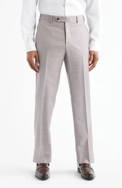 Zanella Devon Flat Front Plaid Wool Dress Pants In Multi