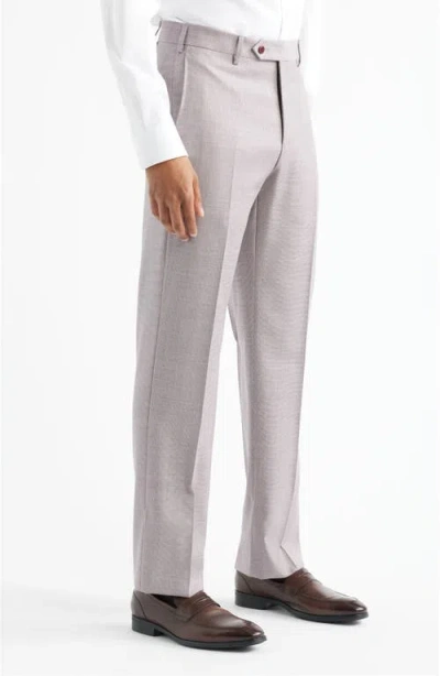 Zanella Devon Flat Front Plaid Wool Dress Pants In Multi