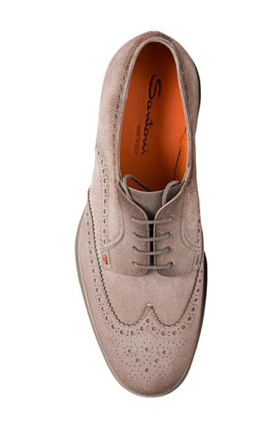 Santoni Easy Wingtip Brogue Derby In Brown